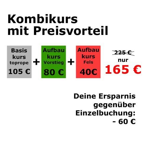 Anzahlung erweiterter Anfänger-Kletterkurs ANF 236b beginnend am 08.06.2024 in Schriesheim